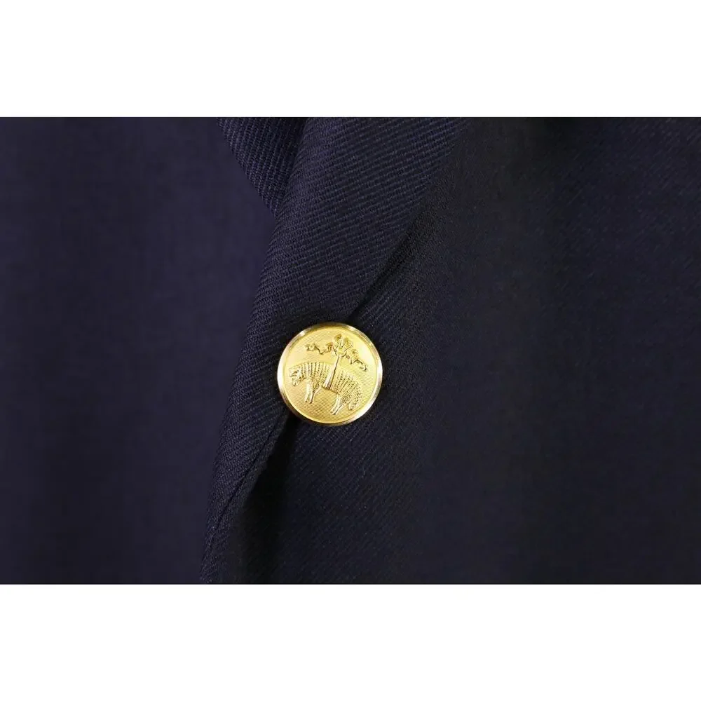 Brooks Brothers Golden Fleece Madison Navy Blue Gold Button Wool Blazer 48R